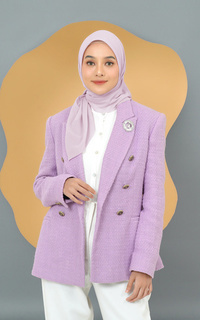 Hijab Polos Textured Square - Purple Cream