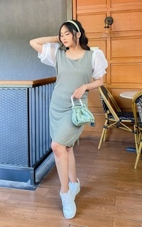 Tunik Yoenik Apparel Tweedy Dress Organza Sage Green M17818 R51S6