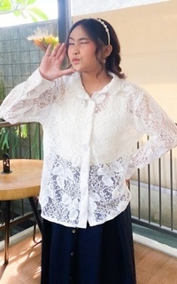 Blouse Yoenik Apparel Yujin Kemeja Brokat Snow M17813 R49S2