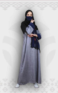 Long Dress MineaGamis Tenun Troso Kombinasi Polos Atiyah