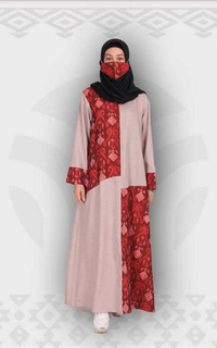 Long Dress MineaGamis Tenun Troso Kombinasi Polos Afaf