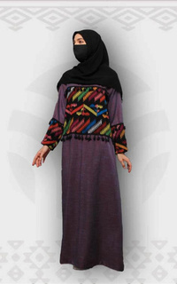 Long Dress MineaGamis Tenun Troso Kombinasi Polos Adidah