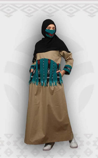 Long Dress MineaGamis Tenun Troso Kombinasi Polos Afwan