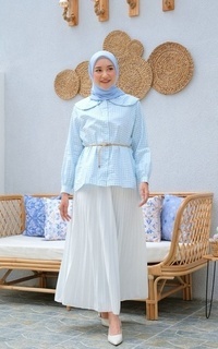 Blus Sewarna Nara Top Aqua Blue