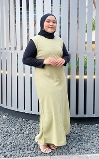 Gamis Emma Oversize Dress Tanpa Lengan Sage M16840 R29S6