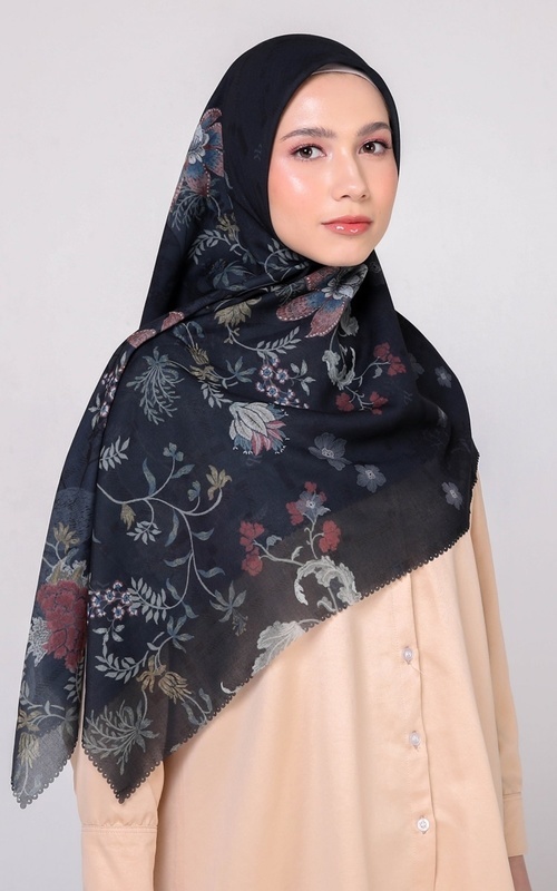 Printed Scarf - Elaiya - Black Ink Scarf - Black Ink