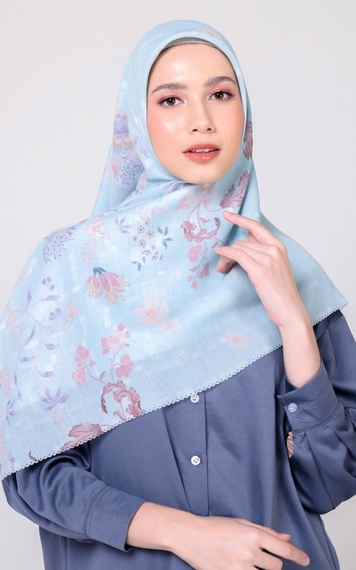 Hijab Motif - Elaiya - Wan Blue Scarf - Wan Blue