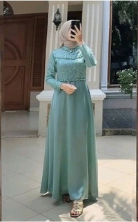 Gamis Vervessa's Sonya Sequin Dress Turquoise | Gaun Kebaya Gamis Raya Pesta Kondangan PO 1 Week Turquoise-671235