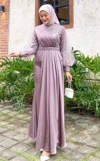 Long Dress Vervessa's Lumia Drappery Sequin Dress Mauve | Gaun Kebaya Gamis Raya Pesta Kondangan PO 1 Week