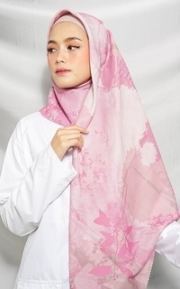 Hijab Motif WK007 LP37B kerudung segi empat voal Penelope series bunga dusty pink