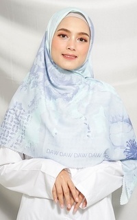 Hijab Motif WK008 LP37C kerudung segi empat voal Penelope series bunga dusty blue