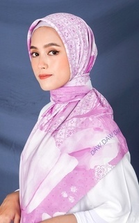 Printed Scarf WK040 kerudung segi empat voal DAW Project Lilith Series elegant purple