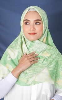 Printed Scarf WK043 kerudung segi empat voal DAW Project Lilith Series lime green