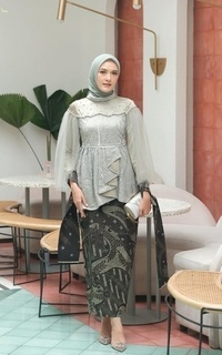 Setelan Vervessa's Lenneth Sequin Set Dress Sage | Setelan Kebaya dan Rok Raya Pesta Kondangan PO 1 Week