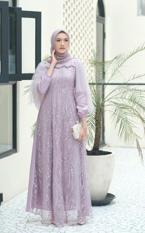 Gamis -  Vervessa's Luna Wing Dress Lilac | Gaun Kebaya Gamis Raya Pesta Kondangan PO 1 Week - Lilac