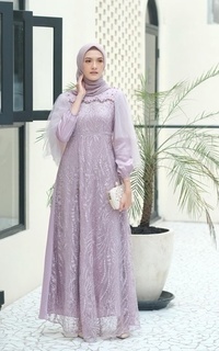 Long Dress  Vervessa's Luna Wing Dress Lilac | Gaun Kebaya Gamis Raya Pesta Kondangan PO 1 Week