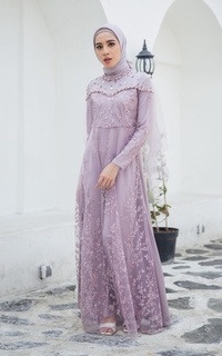 Gamis Vervessa's Namira Tulle Dress Mauve | Gaun Kebaya Gamis Raya Pesta Kondangan PO 1 Week