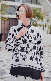 Shirt Monochrome Floral Shirt - White