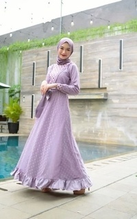 Long Dress Vervessa's Ella Batik Dress Lilac | Gamis Raya Pesta Kondangan PO 1 Week