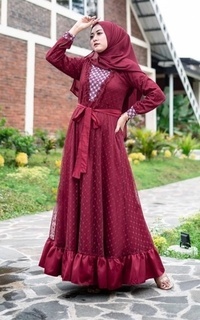 Gamis Vervessa's Ella Batik Dress Ruby | Gamis Raya Pesta Kondangan PO 1 Week