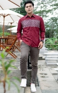 Vervessa's Ella's Men Shirt Ruby | Kemeja Pria Raya Batik Pesta Kondangan PO 1 Week