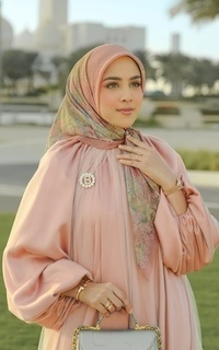 Printed Scarf Al Qasr Voile Square - Clay