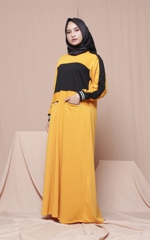 Long Dress Nesya Dress - Mustard ZRN