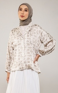 Shirt Monogram Puff Sleeve Outer - Beige