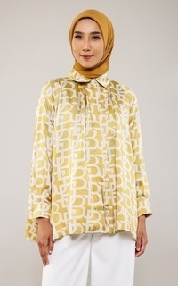 Kemeja Monogram Pleated Shirt - Mustard