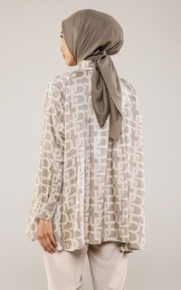 Kemeja Monogram Pleated Shirt - Beige Beige-676564