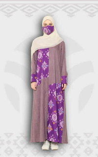 Long Dress MineaGamis Tenun Troso Kombinasi Polos Afaf