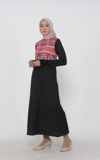 Long Dress Adiva Pink Black Tenun Dress