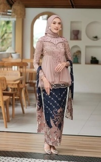 Setelan Vervessa's Lara Sequin Set Dress Cinnamon | Setelan Kebaya dan Rok Raya Pesta Kondangan PO 1 Week