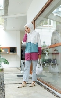 Kemeja Abame Triple Long Shirt Blue-Purple