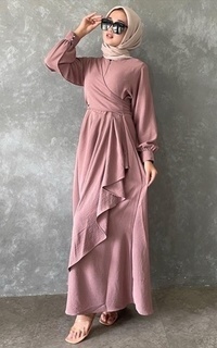 Long Dress Vervessa's Sada Draped Dress Rose | Gamis Polos Basic Kerja PO 4 Days