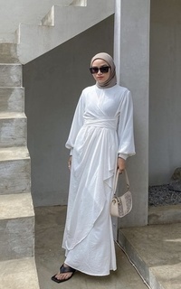 Long Dress Vervessa's Sada Draped Dress White | Gamis Polos Basic Kerja PO 4 Days