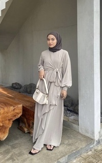 Long Dress Vervessa's Sada Draped Dress Grey | Gamis Polos Basic Kerja PO 4 Days