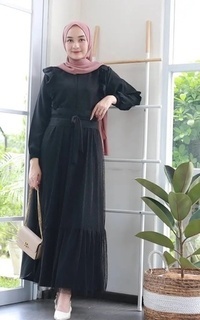 Long Dress Vervessa's  Fidelle Tulle Dress Black | Gamis Raya Pesta Kondangan PO 4 Days