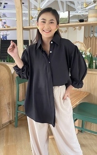 Blouse Yoenik Apparel Hyun Ballon Shirt Tops Black M17150 R36S2