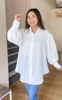 Blus Yoenik Apparel Hyun Ballon Shirt Tops White M17149 R35S6