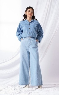 Celana NONA Rana Flare Jeans Ice Blue