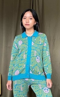 Blouse NONA Peace Shirt Long Sleeve Verdigris