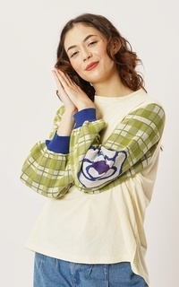 Blus NONA Calendulla Knitted Long Sleeve Cream Green