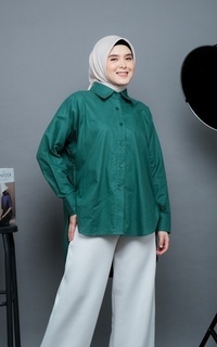 Blus Zaira Kemeja Blouse Oversize Hijau Gren-681828