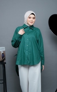 Blus Zaira Kemeja Blouse Oversize Hijau Gren-681829