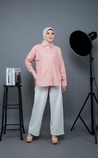 Blus Zaira Kemeja Blouse Oversize Pink Salem