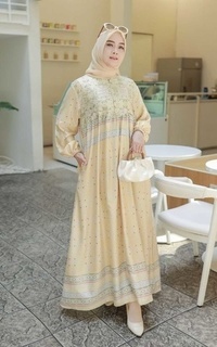 Long Dress Vervessa's Dubia Silk Dress Latte | Gamis Raya Pesta Kondangan PO 4 Days