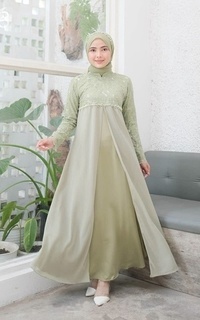 Long Dress Vervessa's Jenna Brocade Layer Dress Mint| Gaun Kebaya Gamis Raya Pesta Kondangan