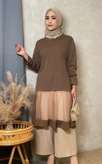 Tunik Mybamus Akhila Mix Jarin Tunic Mocca M15357 R46S6