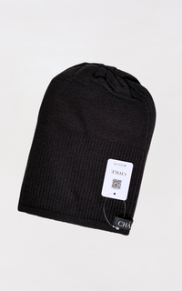 Scarf Cap Premium Inner Kupluk Rajut Black